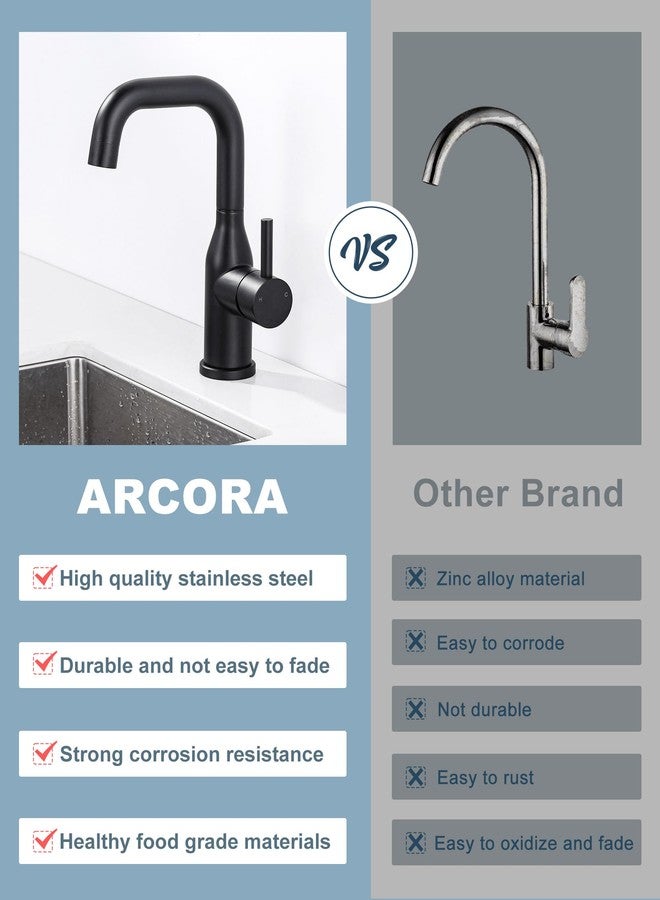 Arcora Bar Sink Faucet Single Hole: ARCORA Matte Black Wet Bar Faucets - Prep Sink Faucet 360 Swivel - Small Kitchen Bathroom Faucet with cUPC Supply Lines - Image 5