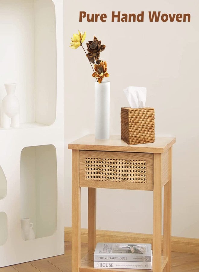 Livelab Rattan Tissue Box Cover, Square Hand Woven Natural Wicker Tissue Box Holder, Decorative Facial Napkin Holder Tissue Box Organizer Dispenser | Natural - Image 4