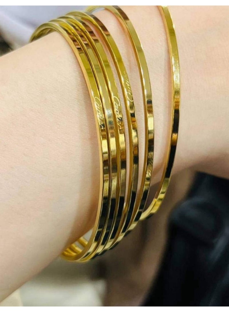 A set of attractive golden bracelets consisting of 6 pieces - Image 1