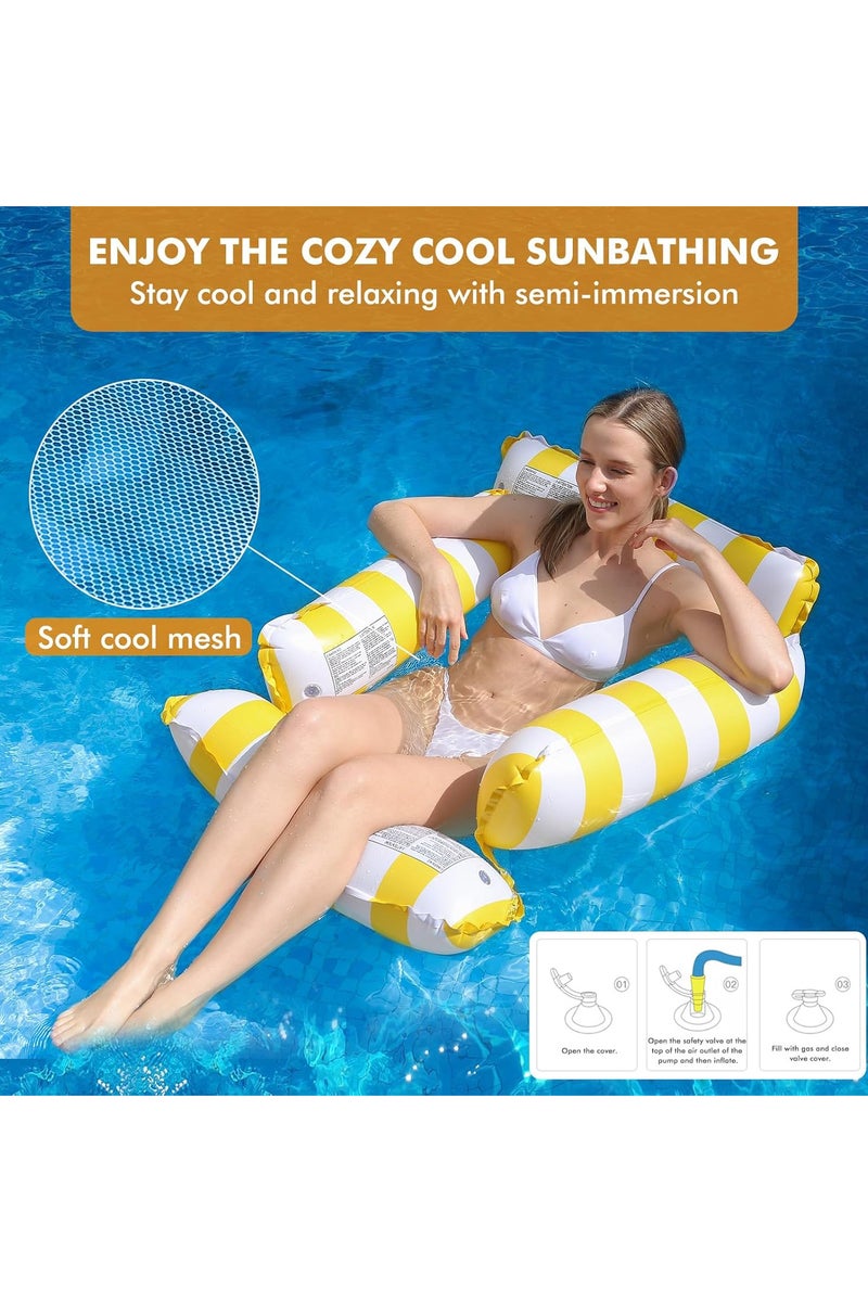 Inflatable pool float Practical, versatile design: hammock, chair, or floating bed Equipped with a strong net for optimal stability and comfort Lightweight and easy to carry, ideal for the pool, beach, or lake Designed to provide maximum comfort and relaxation during your summer adventures! - Image 5