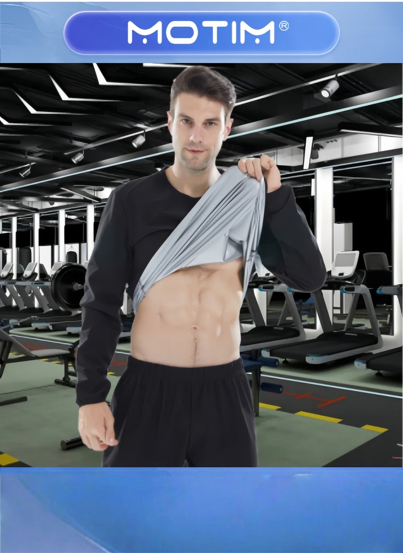 موتيم جاكيت الساونا للرجال مع قبعة للحفاظ على الحرارة جاكيت للتعرق للتمرين والركض - Image 2