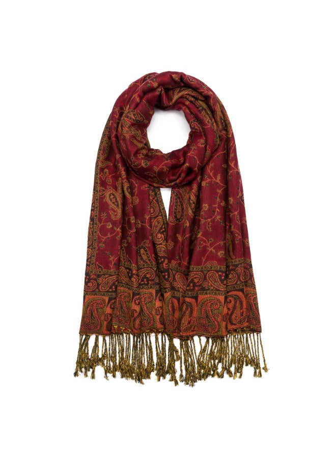 Women'S Retro Jacquard Imitation Cashmere Shawl Scarf With Tassels Suitable For Dinners And Weddings (180x70cm) - Image 1