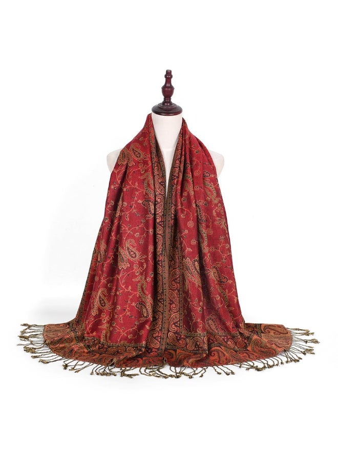 Women'S Retro Jacquard Imitation Cashmere Shawl Scarf With Tassels Suitable For Dinners And Weddings (180x70cm) - Image 4
