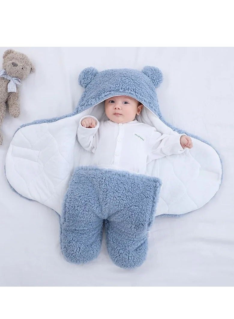 Baby Sleeping Bag Newborn Blankets 3-9 Months Baby Stroller Sleeping Bags Thicken Wrap Boys Girls Sleeping Bags blue - Image 2