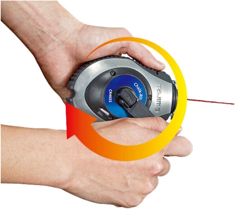 Tajima Chalk Line - Chalk-Rite Dura Chalk Box with Ultra Thin 0.5mm Snap Line & Integrated Handle Release - CR402S - Image 4