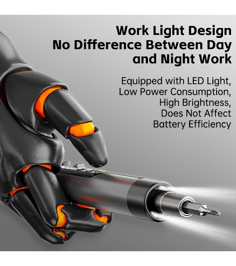 46 In 1 Digital Display Cordless Screwdriver Set High Torque Quiet Rechargeable Orange - Image 3