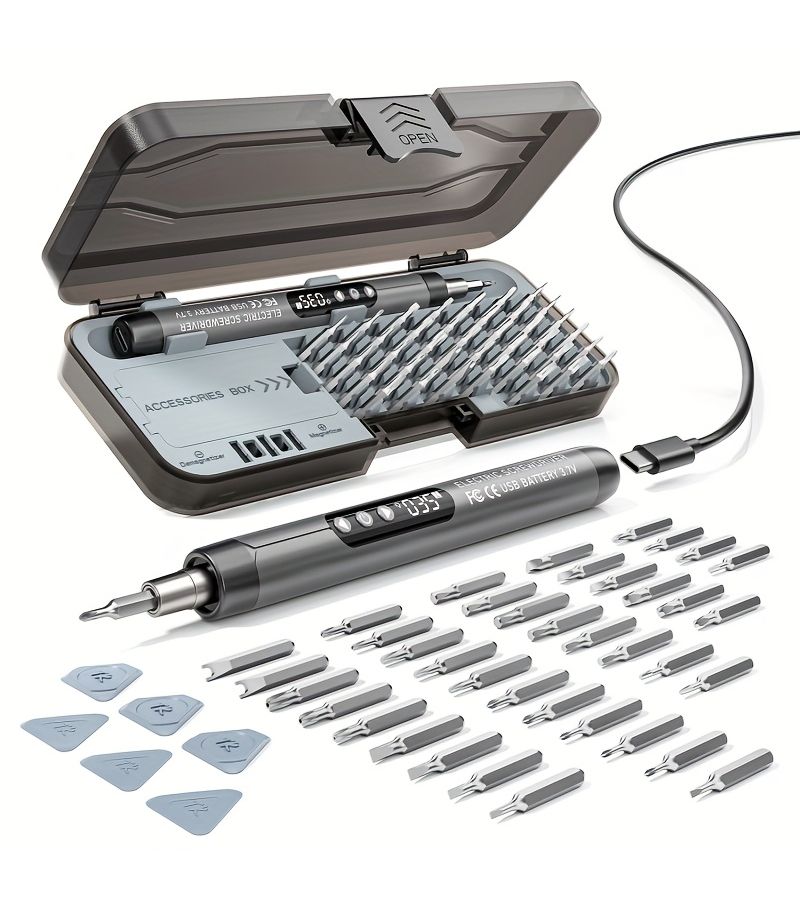 46 In 1 Digital Display Cordless Screwdriver Set High Torque Quiet Rechargeable Orange - Image 4