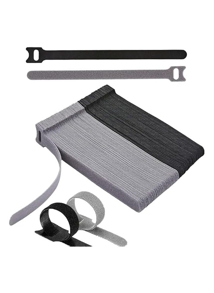 erorex Fastening Cable Ties Reusable 5inch Adjustable Wire Ties Strap Cable Management Tidy 30pcs Cord Ties Cord Organizer Wire Tie (Grey-Black) - Image 1