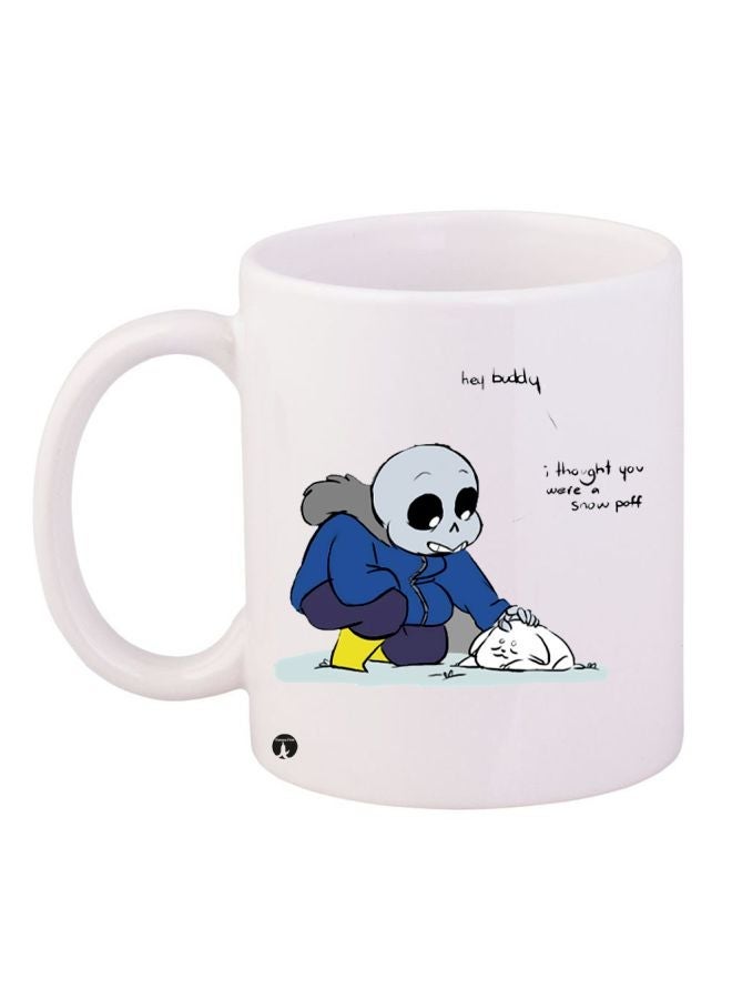 RYN Hey Buddy Printed Coffee Mug White/Blue/Grey 11ounce
