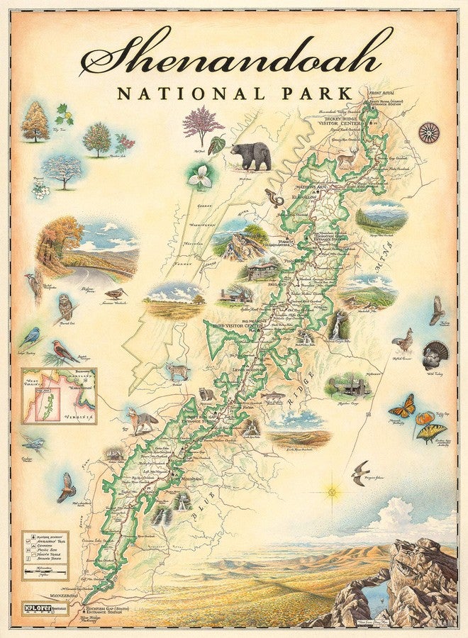 Xplorer Maps Shenandoah National Park Map Poster - 18x24 Vintage-Style Lithographic Print with Soy-Based Inks - Unique Gift for Travelers, Teachers, History Buffs - Made in USA - Image 1