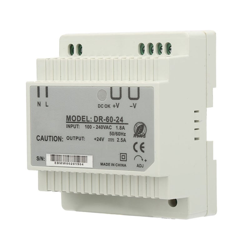 مصدر طاقة مسار دين DR‑60‑24 60 واط بمخرج واحد 24 فولت مصدر طاقة متباكل AC/DC - Image 3