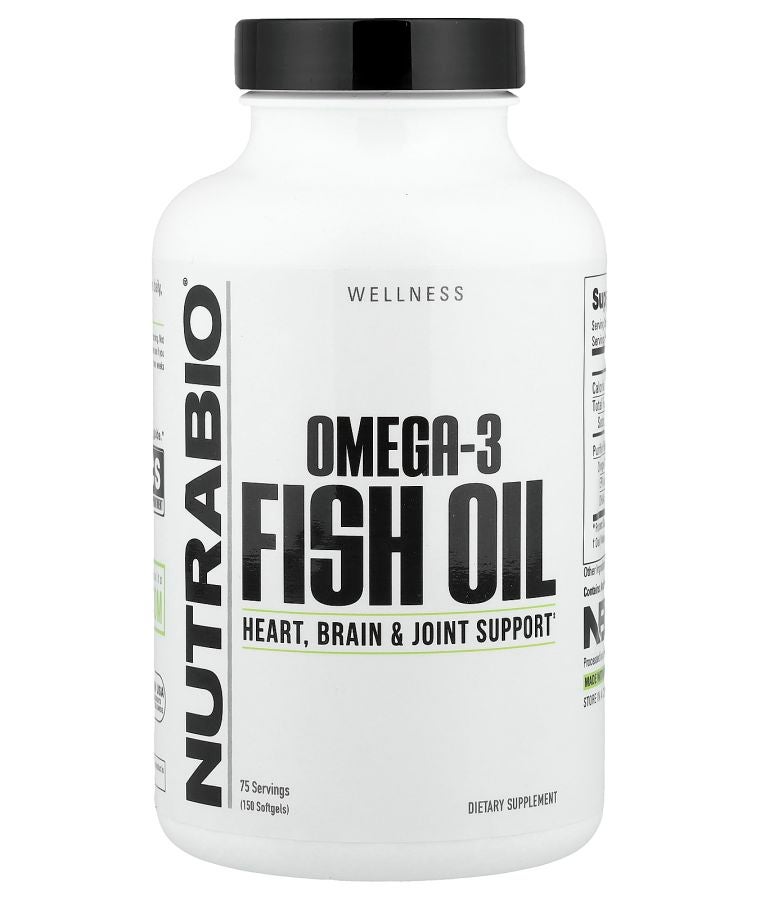 NutraBio Omega-3 Fish Oil 150 Softgels (1000 mg per Softgel)