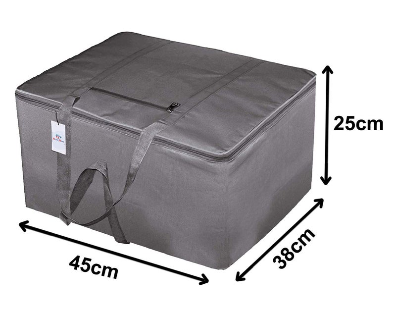 Kuber Industries Heart Home Small Size Lightweight Foldable Rexine Jumbo Underbed Storage Bag With Zipper And Handle Grey Royal BluePack of 2 - Image 5