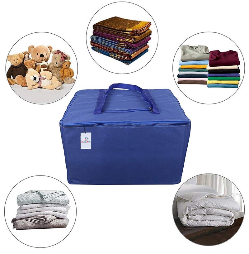 Kuber Industries Heart Home Small Size Lightweight Foldable Rexine Jumbo Underbed Storage Bag With Zipper And Handle Grey Royal BluePack of 2 - Image 4
