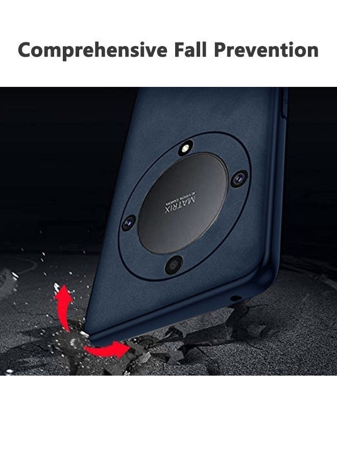 Generic Compatible with Case for Honor X9A Hybrid Heavy Duty Protection Shockproof Defender Cover Case Lambskin Leather Soft Silicone Back Cover Camera Len Shockproof Bumper Funda (Blue)  - Image 4