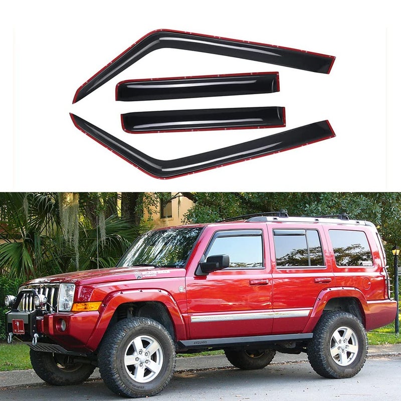Kucaruce Side Window Wind Deflector4pcs inChannel Style Rain GuardsDark Smoke Window Visors fit for 20062010 Jeep Commander 194117