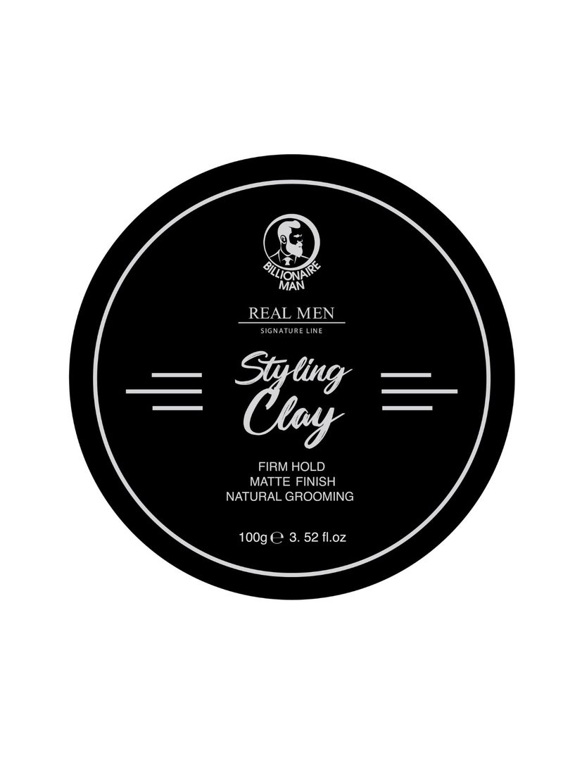 BILLIONAIRE HAIR STYLING CLAY FIRM HOLD, MATTE FINISH AND NATURAL GROOMING 100G - Image 1
