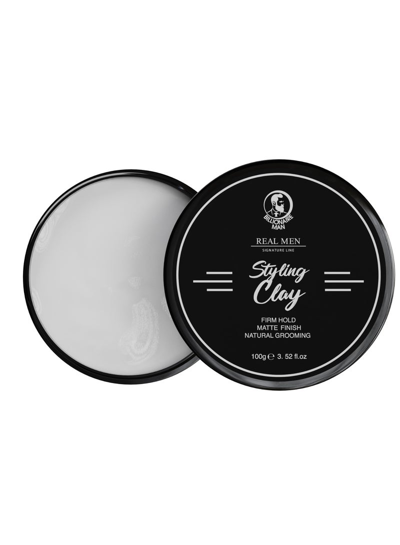 BILLIONAIRE HAIR STYLING CLAY FIRM HOLD, MATTE FINISH AND NATURAL GROOMING 100G - Image 2