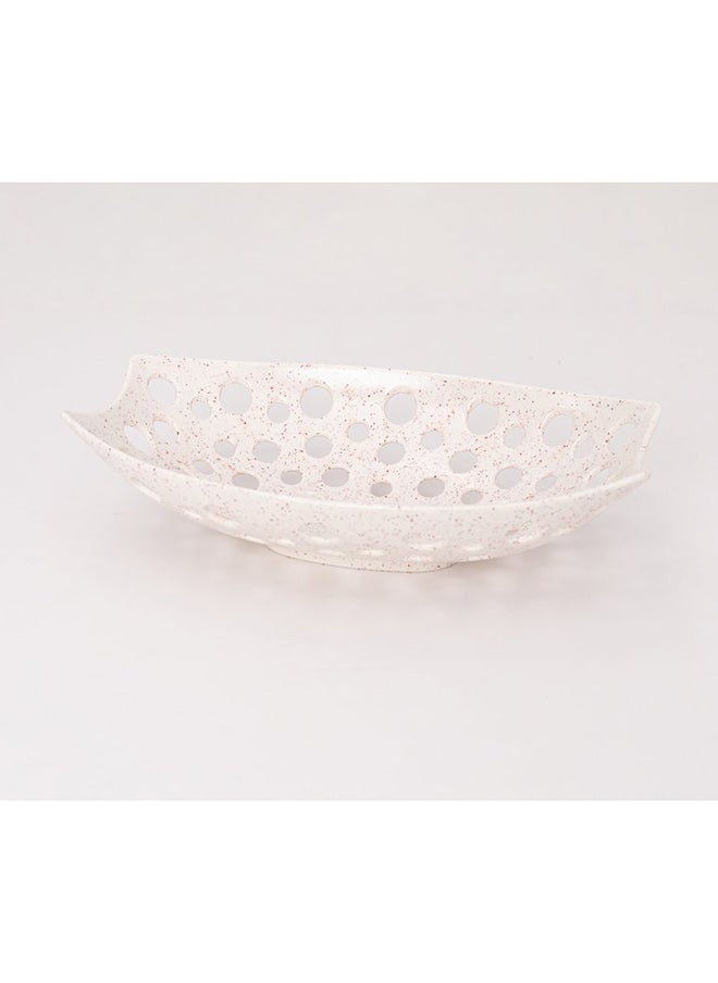 Bright Designs - Melamine Fruit Basket Set of 1
  (L 33cm W 22cm H 9cm)  Creamy with brown - Image 1