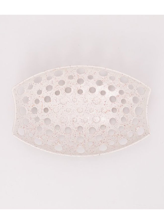 Bright Designs - Melamine Fruit Basket Set of 1
  (L 33cm W 22cm H 9cm)  Creamy with brown - Image 1