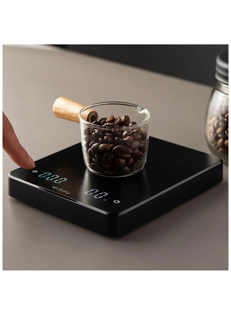 MIRU Digital Coffee Scale with Smart LED Display, Auto Timer, 3kg/0.1g Precision, Dual-Unit (oz/ml/g) for Barista Brewing - Image 3