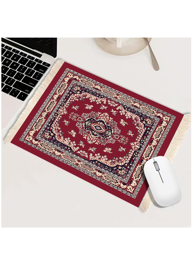 Persian Carpet Style Coasters Mouse Pad  Oriental Vintage Bohemian Rug Desk Pad Miniature Mouse Mat Coaster Table Décor for Office Home  - Image 1