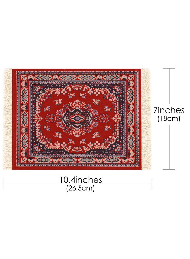 Persian Carpet Style Coasters Mouse Pad  Oriental Vintage Bohemian Rug Desk Pad Miniature Mouse Mat Coaster Table Décor for Office Home  - Image 4