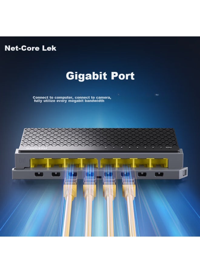 Netcore S8g 8-port Gigabit Switch, Enterprise-grade Switch, Monitoring Network Office Home Dormitory Ethernet Security Splitter, Compatible With Weak Current Box, Compatible With 100mbps - Image 2