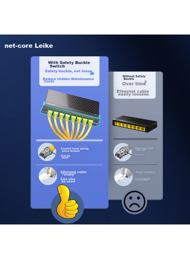 Netcore S8g 8-port Gigabit Switch, Enterprise-grade Switch, Monitoring Network Office Home Dormitory Ethernet Security Splitter, Compatible With Weak Current Box, Compatible With 100mbps - Image 5