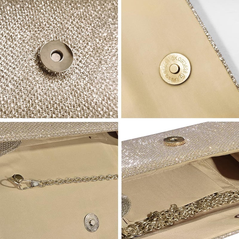 Outrip Women's Evening Bag Clutch Purse Glitter Party Wedding Handbag with Chain - Image 5