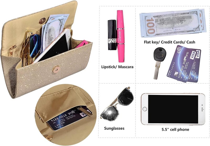 Outrip Women's Evening Bag Clutch Purse Glitter Party Wedding Handbag with Chain - Image 2