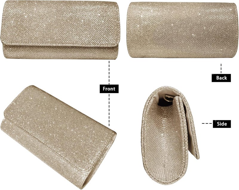 Outrip Women's Evening Bag Clutch Purse Glitter Party Wedding Handbag with Chain - Image 3