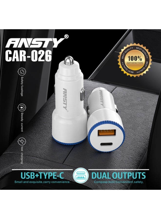 ANSTY CAR-026 Ultra-Fast PD Car Charger - High-Power Delivery, Intelligent Safety Chip, and Sleek Compact Design for iPhone & Android - Image 1