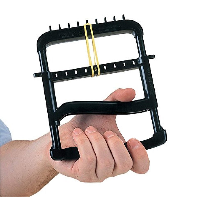 Sammons Preston Rolyan Basic Ergonomic Hand Exerciser, Strengthening Device for Fingers, Hands, and Thumbs, Comes with 4 Pairs of Graded Rubber Bands with Progressive Difficulty, Black - Image 3