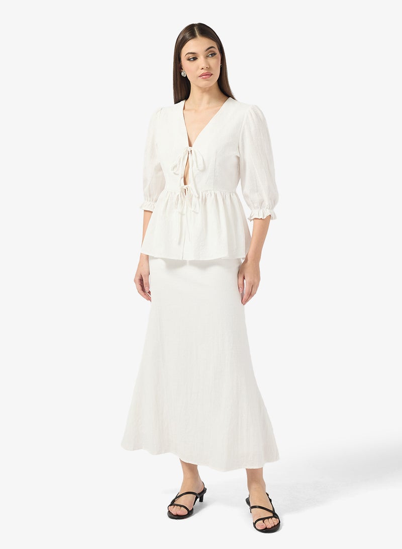 ELLA Blouse With Tie Up Detail & Skirt Set - Image 5
