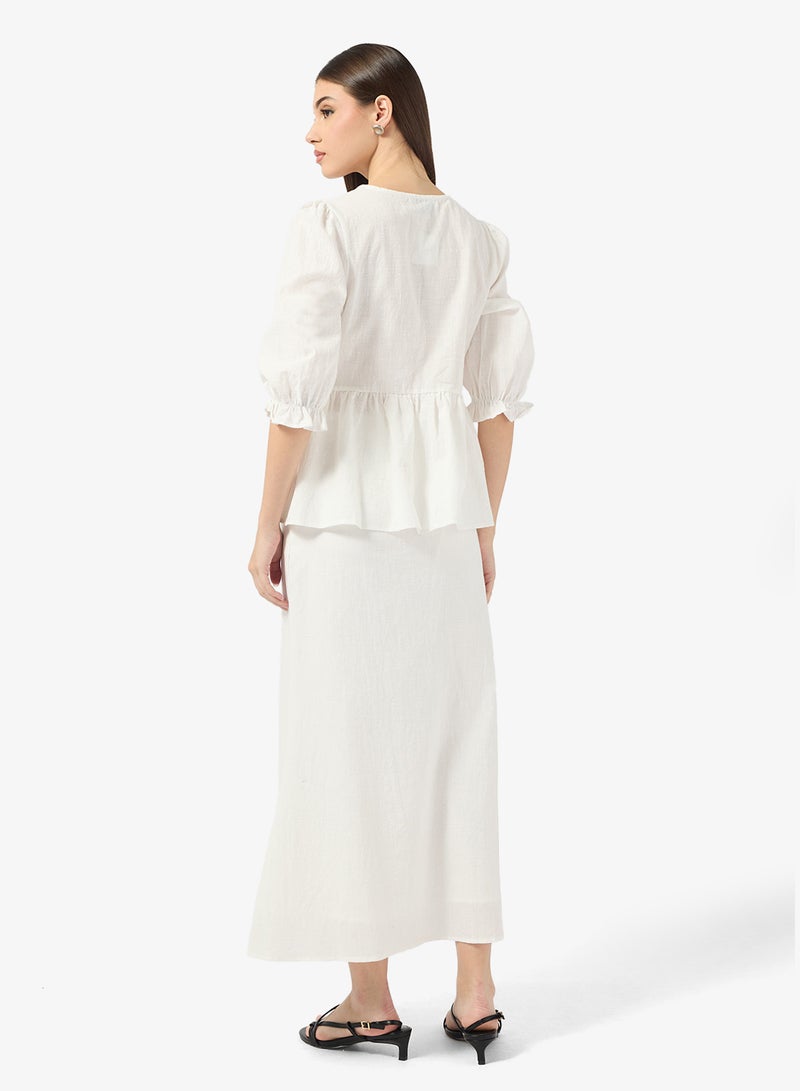 ELLA Blouse With Tie Up Detail & Skirt Set - Image 2