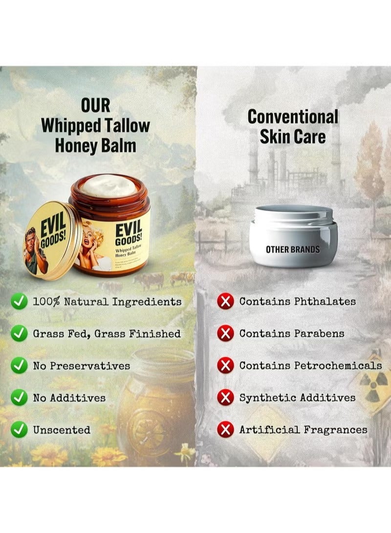 Evil Whipped Beef Tallow and Honey Moisturizer for Skin, Face, Lips, Body - Unscented - Image 4