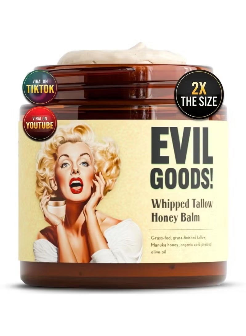 Evil Whipped Beef Tallow and Honey Moisturizer for Skin, Face, Lips, Body - Unscented - Image 1