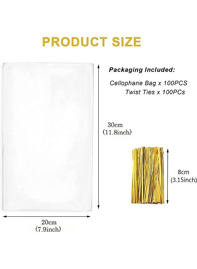 Cellophane Bags 100 pcs Cellophane Treat Bags For Gift Wrapping Wedding Cookie Birthday Cake Pops Gift Candy Buffet Supplies - Image 2