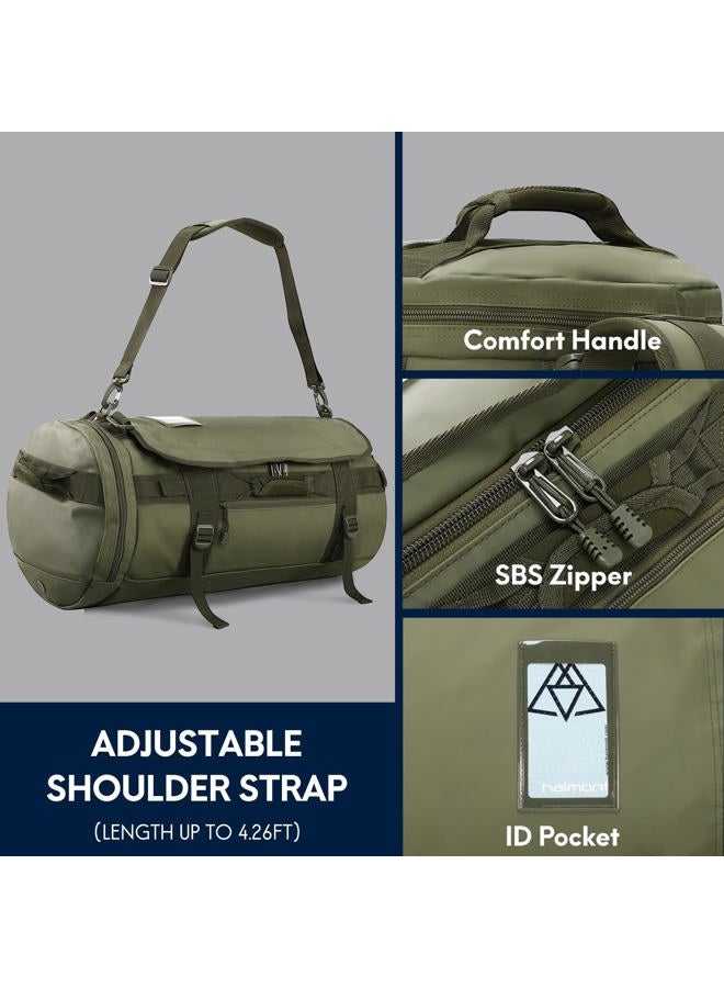 Haimont Large Duffle Backpack Bag for Men Travel, Heavy Duty Duffel Bags with Shoes Compartment for Long Trip, Camping, Water-resistant, 90L, Army Green - Image 5
