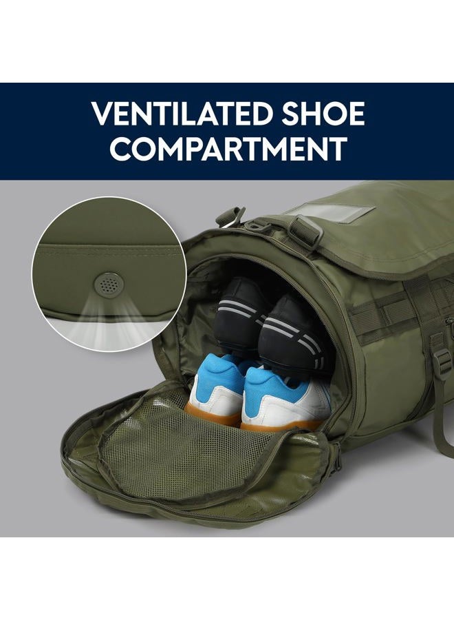 Haimont Large Duffle Backpack Bag for Men Travel, Heavy Duty Duffel Bags with Shoes Compartment for Long Trip, Camping, Water-resistant, 90L, Army Green - Image 3