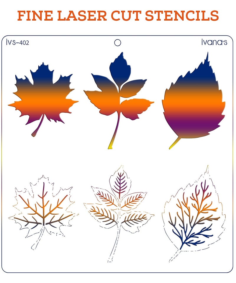 ivana's Ivana's Leaves Stencil for Art & Craft, Reusable DIY Decorative Stencil for Painting on Canvas, Fabric, Cloth, Paper, Glass, Furniture and Wall, Size - 6 x 6 inch, IVS-402  - Image 3