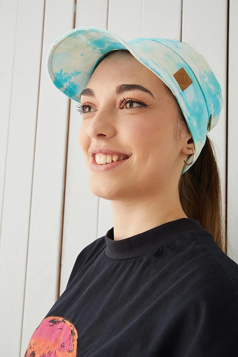 بوتيكجيز Batik Adult Young Mask Attachable Tennis Summer Visor Sports Hat Soft Cotton Combed Cotton