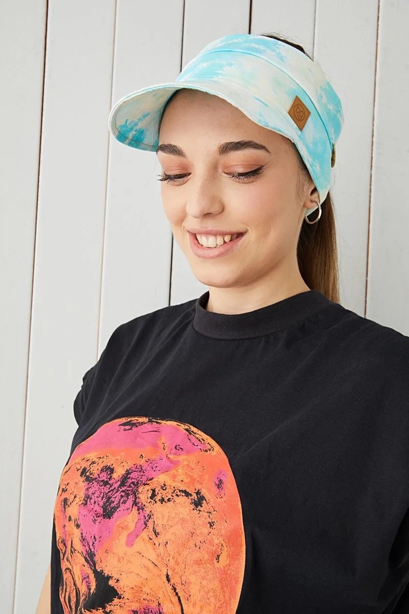 بوتيكجيز Batik Adult Young Mask Attachable Tennis Summer Visor Sports Hat Soft Cotton Combed Cotton