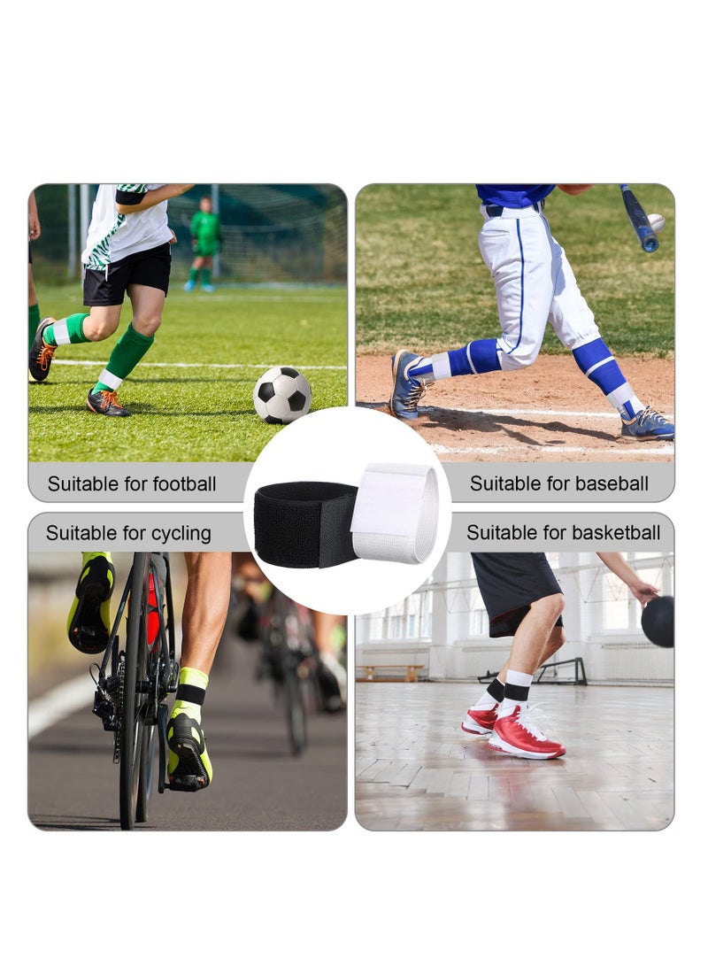 SYOSI Soccer Shin Guard Straps, Anti Slip Shin Guard Stays Legging Shin Guard Holders, Football Socks Shin Fixed Straps for Sports Kicking Ball Running Cycling Youth Adults, Black and White (12 Pcs) - Image 2