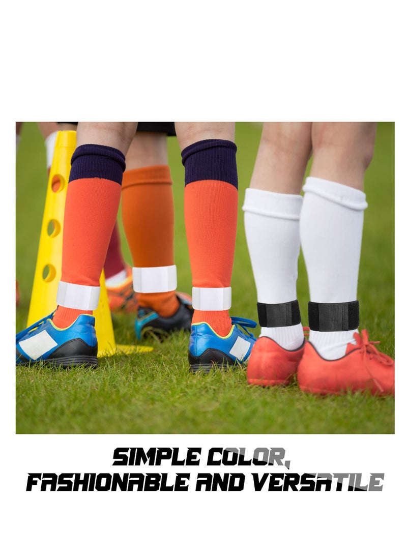 SYOSI Soccer Shin Guard Straps, Anti Slip Shin Guard Stays Legging Shin Guard Holders, Football Socks Shin Fixed Straps for Sports Kicking Ball Running Cycling Youth Adults, Black and White (12 Pcs) - Image 5