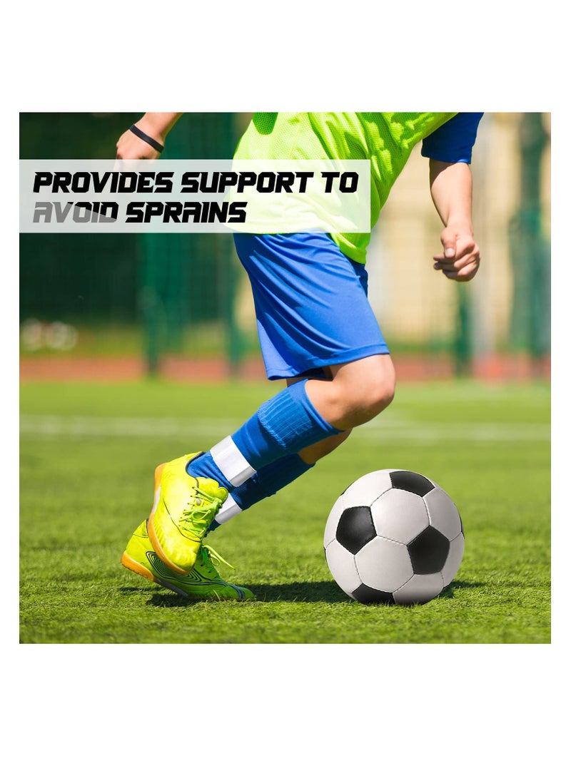 SYOSI Soccer Shin Guard Straps, Anti Slip Shin Guard Stays Legging Shin Guard Holders, Football Socks Shin Fixed Straps for Sports Kicking Ball Running Cycling Youth Adults, Black and White (12 Pcs) - Image 4
