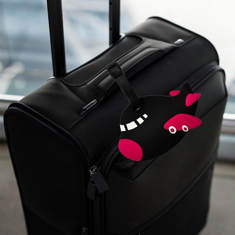 Eitheo Luggage Tags for Kids Luggage Tags with Name & Address Label | Silicone Luggage Tags for Suitcases, Tags for Travel Bags/School Bags Identification tag Colorful Multi (Shark Black) - Image 2