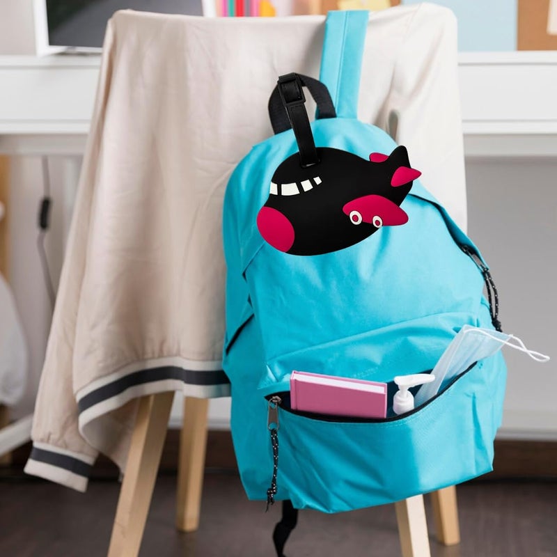 Eitheo Luggage Tags for Kids Luggage Tags with Name & Address Label | Silicone Luggage Tags for Suitcases, Tags for Travel Bags/School Bags Identification tag Colorful Multi (Shark Black) - Image 3