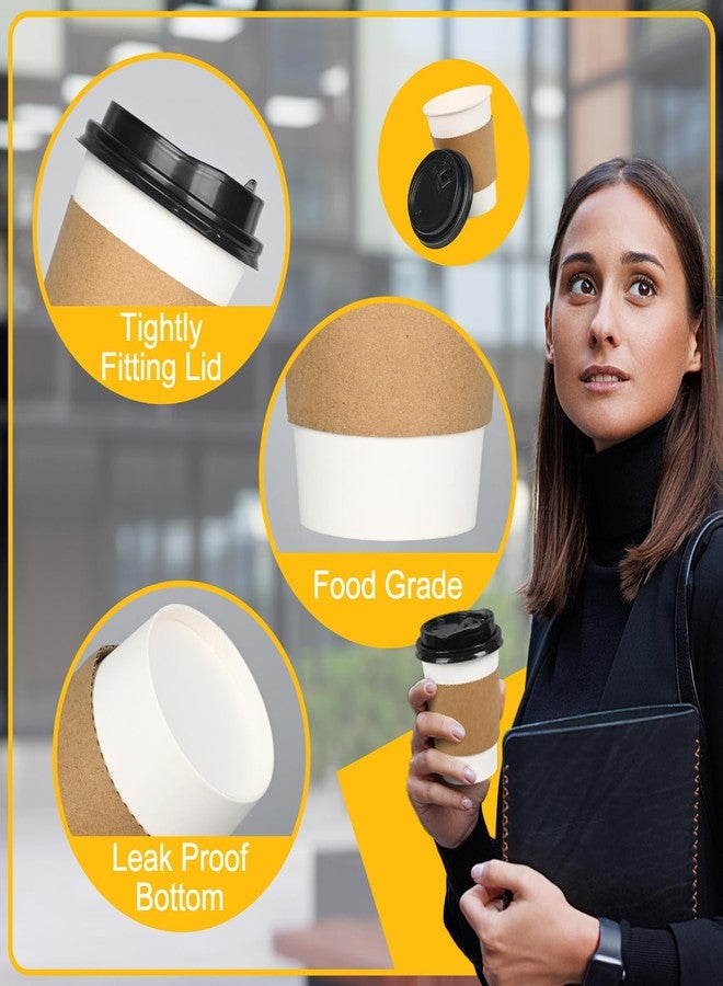 ESSENTIAL 12 oz Heavy Duty Coffee Cups with Lids, Sleeves & Labels–80 Pack Disposable Paper To Go Cups, for Hot/Cold Beverage, Offices, Homes, Party - Image 3